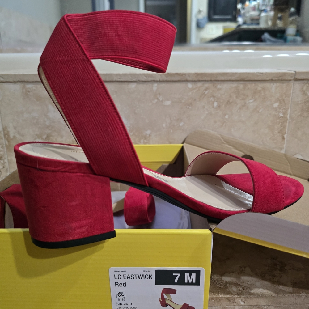 Macy's Red Block Heel Sandals